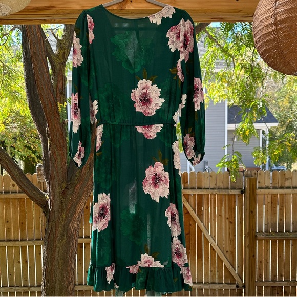 Aleah Dress Plenty by Tracy Reese Anthropologie Floral Faux Wrap Green medium - Picture 7 of 16